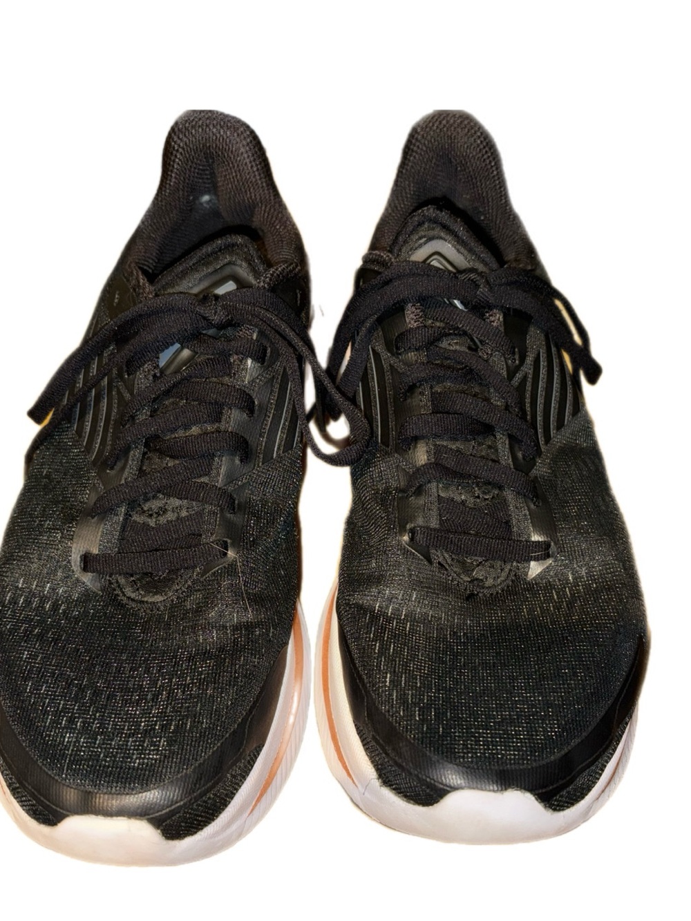 Asics Black Running Shoes with White and Light Pink Accents